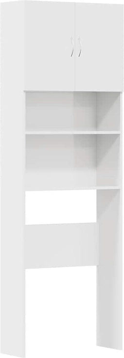 vidaXL - Wasmachinekast - 64x24x190 - cm - bewerkt - hout - hoogglans - wit