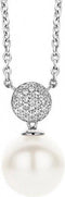 TI SENTO Dames Ketting - 925 zilver - Wit parel - Maat 42 - 3854PW