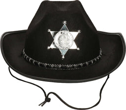 Atosa Carnaval verkleed Cowboy hoed Kentucky - zwart - kinderen - Western Sheriff thema