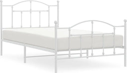 vidaXL - Bedframe - met - hoofd- - en - voeteneinde - metaal - wit - 107x203 - cm
