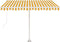 vidaXL - Luifel - handmatig - uittrekbaar - met - LED - 350x250 - cm - geel - en - wit