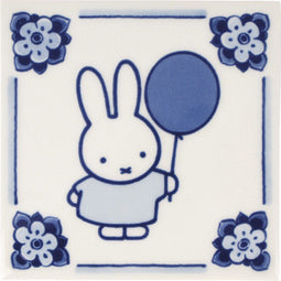 Royal Delft tegel - Nijntje met ballon - delftsblauw