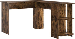 vidaXL - Hoekbureau - met - Opslag - in - Gerookt - Eiken - 140x113,5x75cm