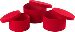 J-Line doos Rond Plat - fluweel/papier - rood - 3 stuks