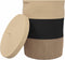 vidaXL - Opbergmand - met - deksel - Ø - 37x50 - cm - katoen - zwart - en - beige