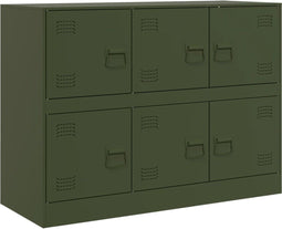 vidaXL - Dressoir - 99x39x73 - cm - staal - olijfgroen
