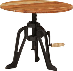 vidaXL - Bijzettafel - 60x(42-62) - cm - massief - acaciahout - en - gietijzer