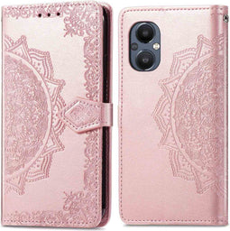 imoshion Hoesje Geschikt voor Oppo Reno 8 Lite Hoesje Met Pasjeshouder - imoshion Mandala Bookcase - Rosé Goud
