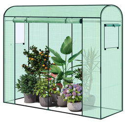 WOLTU tunnelkas - polytunnel - winterbestendig - met deur en 2 ramen - groen