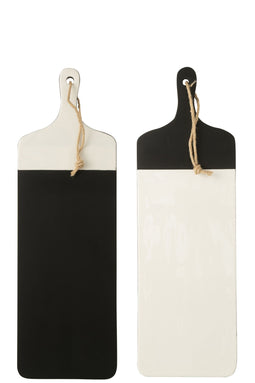 J-Line Platter Vik Wood Black/White Assortment Of 2 - 2 stuks