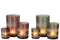 J-Line windlicht Geruit - glas - bruin/groen - large - 2 stuks