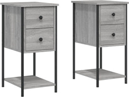 vidaXL - Nachtkastjes - 2 - st - 32x42x70 - cm - bewerkt - hout - grijs - sonoma - eiken