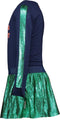 B.Nosy Meisjes Jurk - Shiny fake leather rok - Space blue - Maat 122