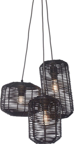 GOOD&MOJO Hanglamp Tanami - Rotan Zwart - 3L - Modern - Hanglampen Eetkamer, Slaapkamer, Woonkamer