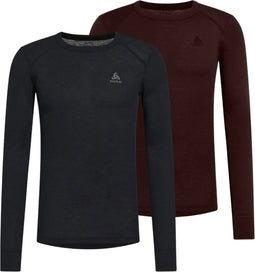 Odlo Active Warm Eco Base Layer Longsleeve - Vochtregulerend - Donkerbruin - Zwart (2 stuks)