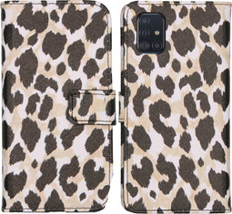 iMoshion Hoesje Geschikt voor Samsung Galaxy A51 Hoesje Met Pasjeshouder - iMoshion Design Softcase Bookcase - Goud / Zwart / Golden Leopard