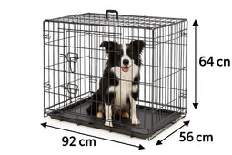 Flamingo Hondenbench L - Opvouwbare Draadkooi - 92x56x64 cm - Zwart