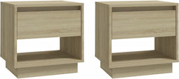 vidaXL - Nachtkastjes - 2 - st - 45x34x44 - cm - bewerkt - hout - sonoma - eikenkleurig