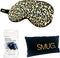 SMUG Slaapmasker met Roze Oordopjes en Opbergzakje - 100% Verduisterend - Verstelbaar Oogmasker in Satijn - Animal Print