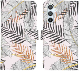 iMoshion Hoesje Geschikt voor Samsung Galaxy A54 (5G) Hoesje Met Pasjeshouder - iMoshion Design Softcase Bookcase - Goud / Glamour Botanic