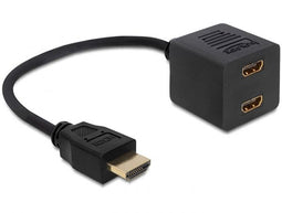 Delock 65226 - HDMI Adapter - 1x HDMI-stekker 2x HDMI-bus - Zwart