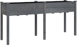 vidaXL - Plantenbak - met - voering - 161x45x76 - cm - massief - vurenhout - grijs