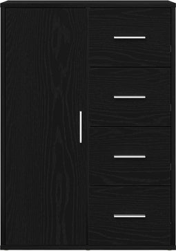 vidaXL - Dressoir - Zwart - Eiken - 60x31x84 - cm - Bewerkt - Hout