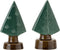 J-Line decoratie Kerstboom - porselein - groen - small - 2 stuks