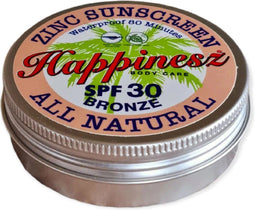 Happinesz Sunscreen SPF 30 brons minerale zonnebrandcreme NIET nano mineraal zinkoxide