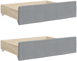 vidaXL - Opberglades - bed - 2 - st - bewerkt - hout - bewerkt - hout - stof - lichtgrijs