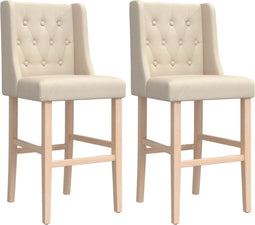 vidaXL - Barstoelen - 2 - st - massief - rubberhout - en - stof