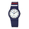 Q&Q V06A-006VY - Horloge - Sport - Analoog - Dames - Vrouwen - Plastic band - Rond - Kunststof - Cijfers - DonkerBlauw- Rood - Wit - Strepen - 10 ATM
