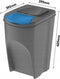 Set van 3x kunststof afvalscheidingsbakken antraciet/donkergrijs van 35 liter - Scheidingsprullenbakken