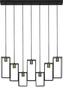 Light & Living Hanglamp Marley - Zwart - 84x15x57cm - 7L - Luxe - Hanglampen Eetkamer, Slaapkamer, Woonkamer