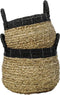 HSM Collection Mandenset - naturel/zwart - raffia - set van 2