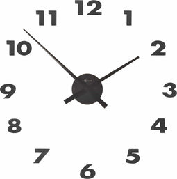 NeXtime - Wandklok - 48 cm x 3 cm - Aluminium - Zwart - 'Small Hands'
