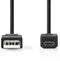 Nedis CCGW60500BK20 - USB A naar USB 2.0 micro kabel - 200 cm - Zwart