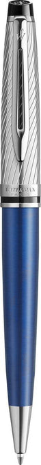 Waterman Expert Deluxe balpen | metaal-blauwe lak met palladium-gecoat detail | medium punt met blauwe inkt | Geschenkverpakking