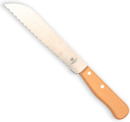 W-Selected Kool- en Broodmes met Golfsnede - 21 cm Carbon Lemmet - Beukenhouten Handvat
