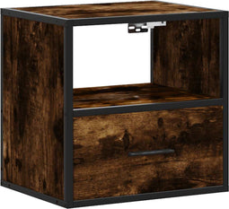 vidaXL - Nachtkastje - wandgemonteerd - 40x31x39,5 - cm - gerookt - eikenkleurig