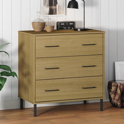 vidaXL - Dressoir - met - 3 - lades - OSLO - 77x40x79,5 - cm - grenenhout - bruin