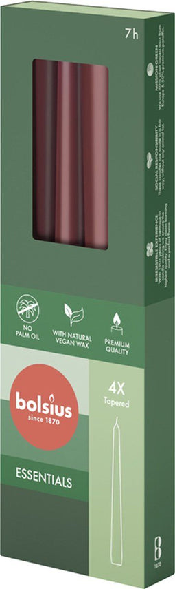 Bolsius - Gotische kaarsen - 245/24 - 4 stuks per verpakking - Velvet Red