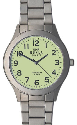 Able2 Ruhla Titanium Horloge Geel WP 3 – Mat Titanium Behuizing – Fluorescerende Wijzerplaat – Zilve