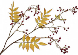 Silk-ka Kunstbloem-Zijden Bloem-Kunsttak Bessentak Rood-Geel 97 cm