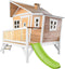 AXI Emma Speelhuis in Bruin/Wit - Met Verdieping en Limoen Groene Glijbaan - Speelhuisje voor de tuin / buiten - FSC hout - Speeltoestel voor kinderen
