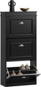 SoBuy FSR94-SCH - Entreekast - 3 Vouwdeuren - Zwart Houtcomposiet