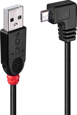 Lindy 2m - USB 2.0 A/Micro USB B - Male/Male 90° - Zwart