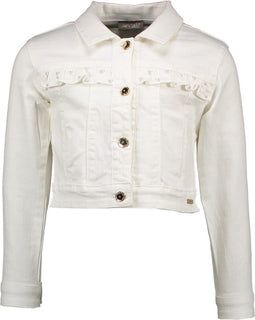 Le Chic Spijkerjasje - Meisjes - Ruches met pareltjes - Off-white