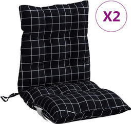 vidaXL - Stoelkussens - 2 - st - lage - rug - ruitpatroon - oxford - stof - zwart