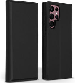 Accezz Samsung Galaxy S22 Ultra - Book Case - Echt Nappa leer met pasjeshouder - Zwart